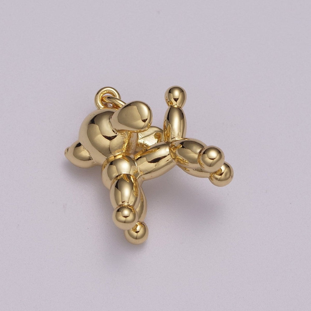 Gold plated Balloon Dog Charm, 3D Balloon Dog, Animal Balloon Charm, Balloon Animal, Gift for Dog Lover, Funny Charm for Kids, Party Dog M-898 M-899
