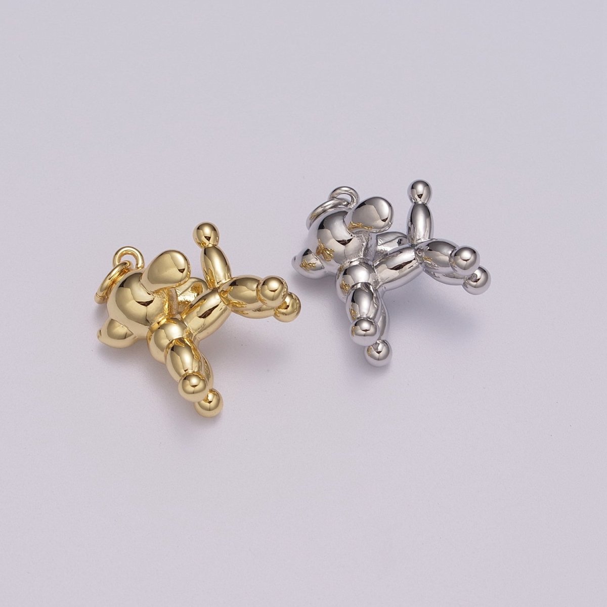 Gold plated Balloon Dog Charm, 3D Balloon Dog, Animal Balloon Charm, Balloon Animal, Gift for Dog Lover, Funny Charm for Kids, Party Dog M-898 M-899