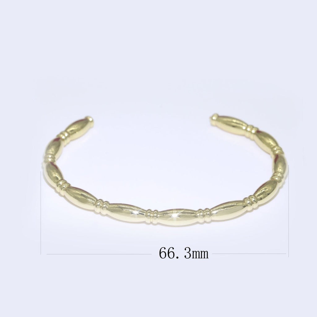 Gold plated Bamboo Bangle Bracelet, 14K Gold plated Bamboo Inspired Bracelet Adjustable Cuff Bracelet | WA-056 Clearance Pricing - DLUXCA
