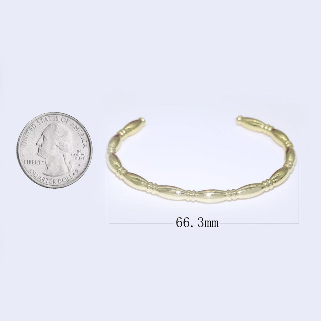 Gold plated Bamboo Bangle Bracelet, 14K Gold plated Bamboo Inspired Bracelet Adjustable Cuff Bracelet | WA-056 Clearance Pricing - DLUXCA
