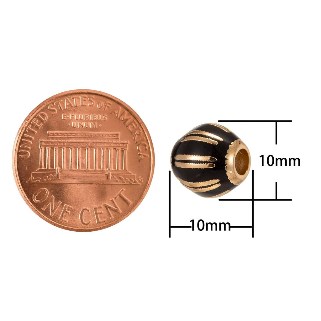 Gold plated Beads Spacer Beads, for DIY Jewelry Making European Charms Beaded Bracelet, Bead Size 10x10mm Hole 2mm B-187 - DLUXCA