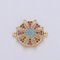 Gold plated Beautiful Sun Star Micro Pave Turquoise CZ Cubic Zirconia Bracelet Charm for Necklace Earrings Supply for Jewelry Making F-450 - DLUXCA