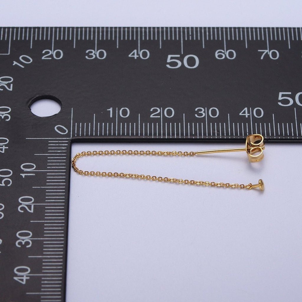 Gold plated Cable Rolo Chain Long Threader Earrings in Gold & Silver K-201 K-204 - DLUXCA