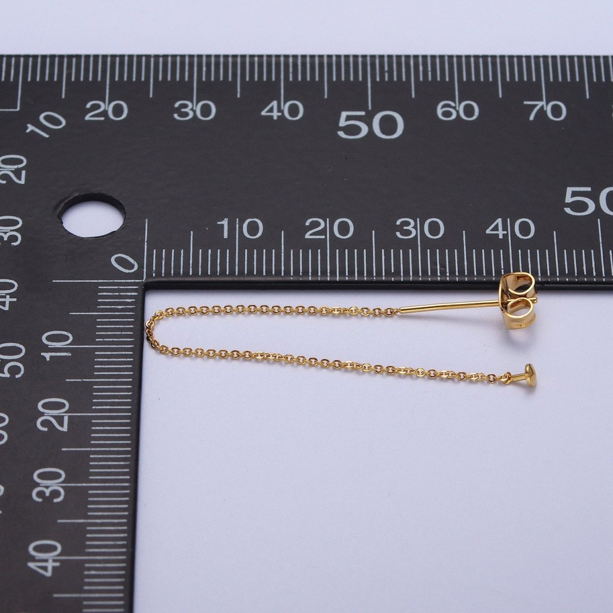 Gold plated Cable Rolo Chain Long Threader Earrings in Gold & Silver K-201 K-204 - DLUXCA