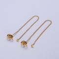 Gold plated Cable Rolo Chain Long Threader Earrings in Gold & Silver K-201 K-204 - DLUXCA