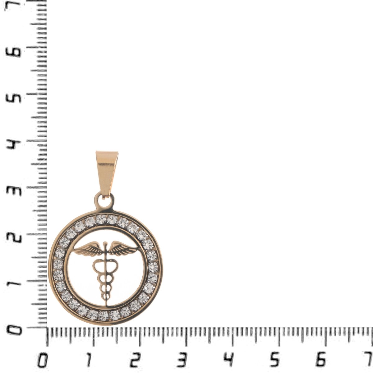 Gold plated Caduceus Staff of Hermes Hermetic Staff Coin Medallion Necklace Pendant Charm Bead Bails Findings for Jewelry Making J-521 - DLUXCA