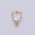 Gold plated Clear 6.5mm Mini Heart CZ Connector G-665 - DLUXCA