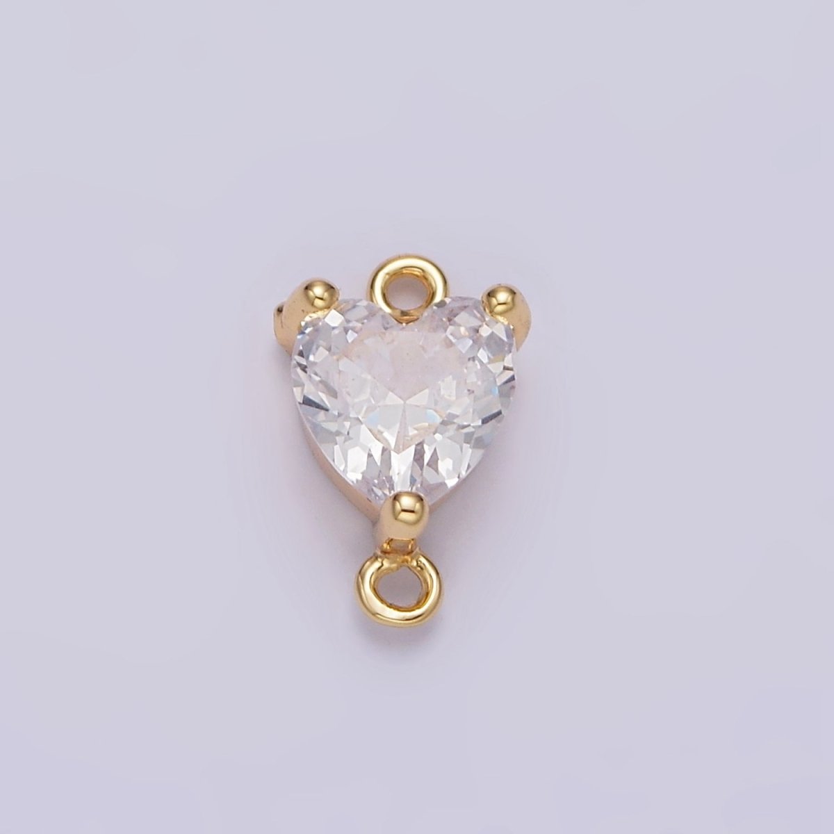 Gold plated Clear 6.5mm Mini Heart CZ Connector G-665 - DLUXCA