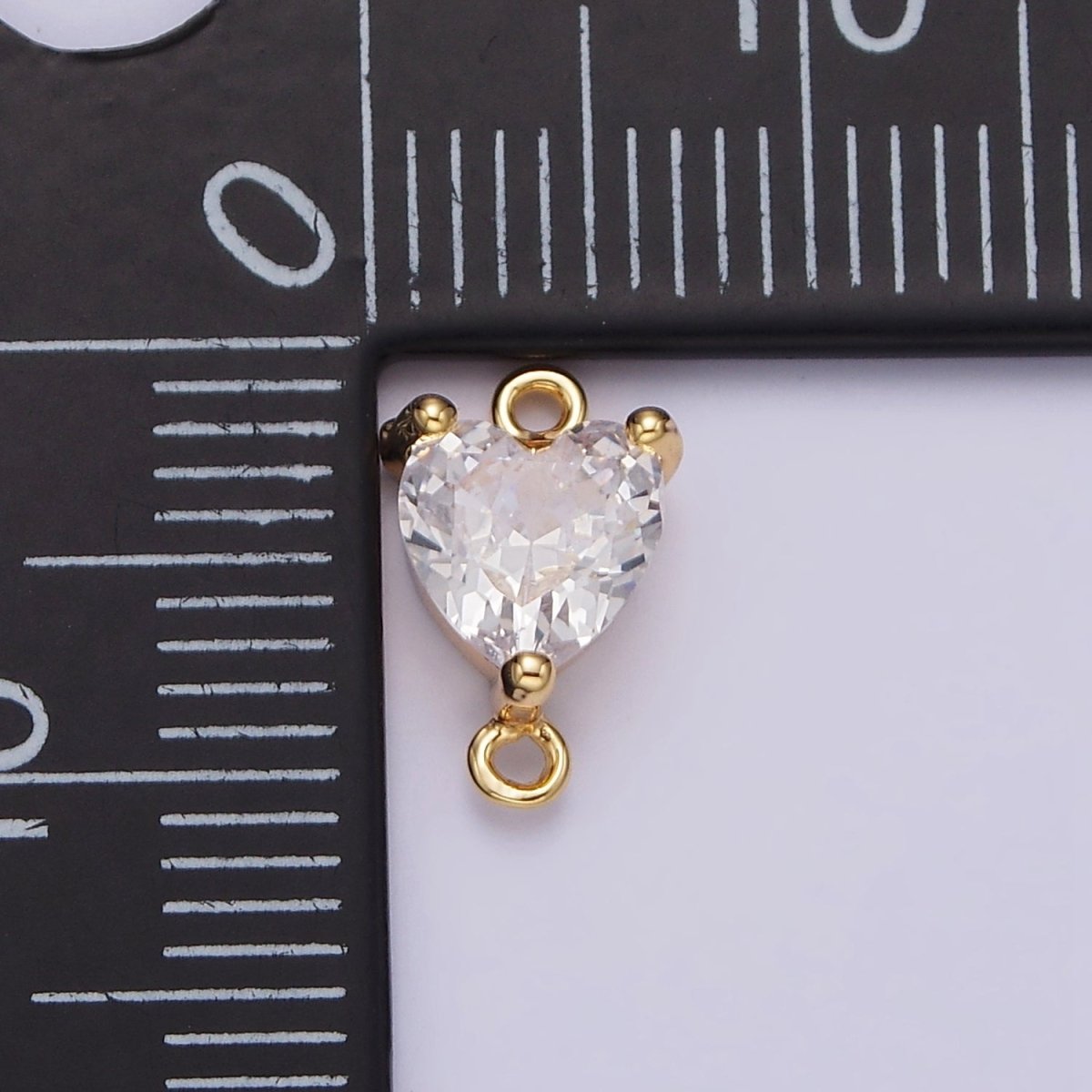 Gold plated Clear 6.5mm Mini Heart CZ Connector G-665 - DLUXCA