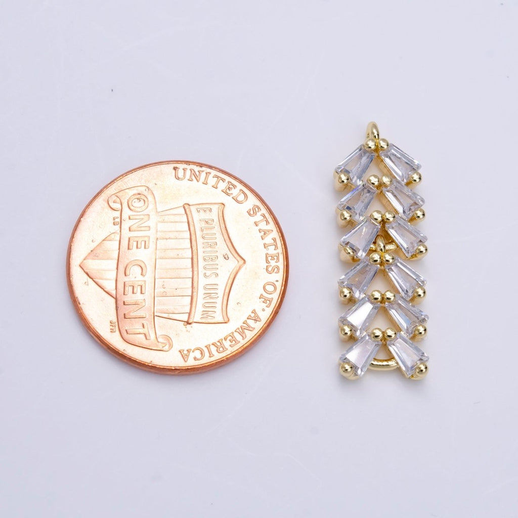 Gold plated Clear CZ Multiple Baguette Bar Drop Charm in Gold & Silver G-778 G-779