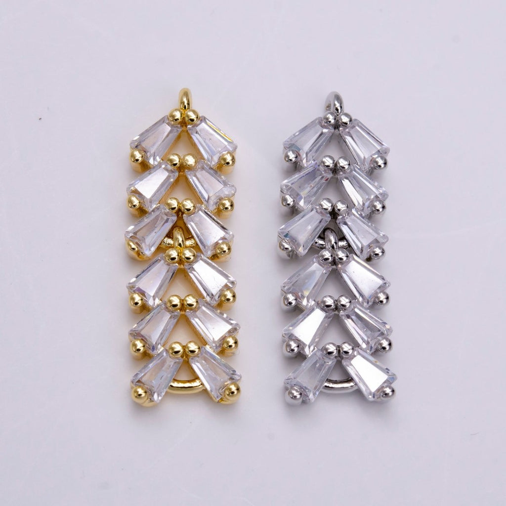Gold plated Clear CZ Multiple Baguette Bar Drop Charm in Gold & Silver G-778 G-779