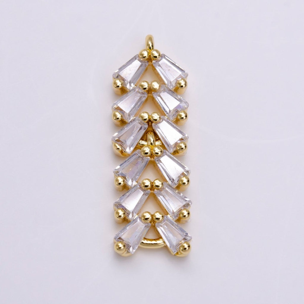 Gold plated Clear CZ Multiple Baguette Bar Drop Charm in Gold & Silver G-778 G-779