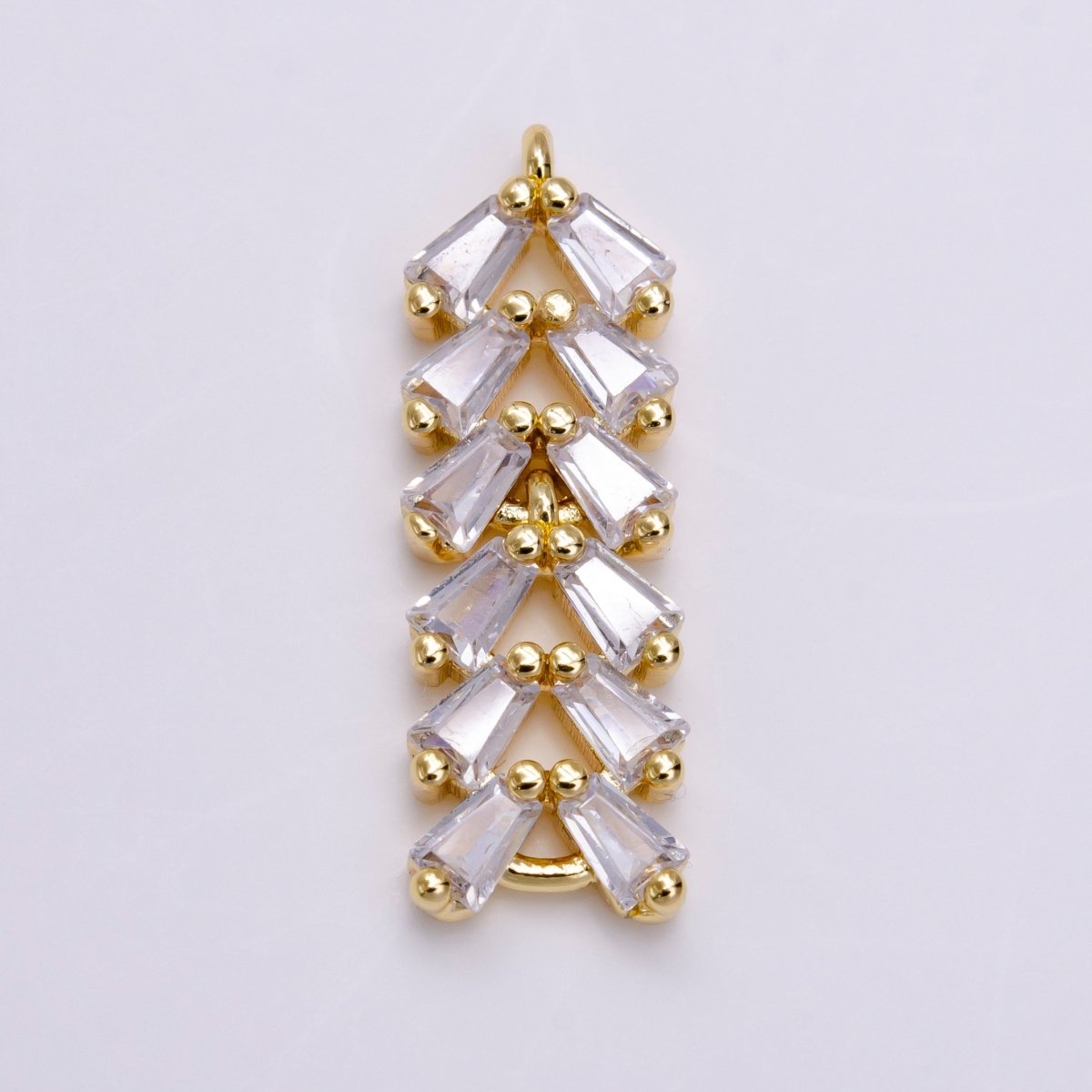 Gold plated Clear CZ Multiple Baguette Bar Drop Charm in Gold & Silver G-778 G-779