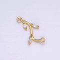 Gold plated Clear Marquise Leaf Curved Connector G-644 - DLUXCA