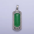 Gold plated Clear Micro Paved CZ Green Jade Bar Pendant in Gold & Silver | AA097 AA098