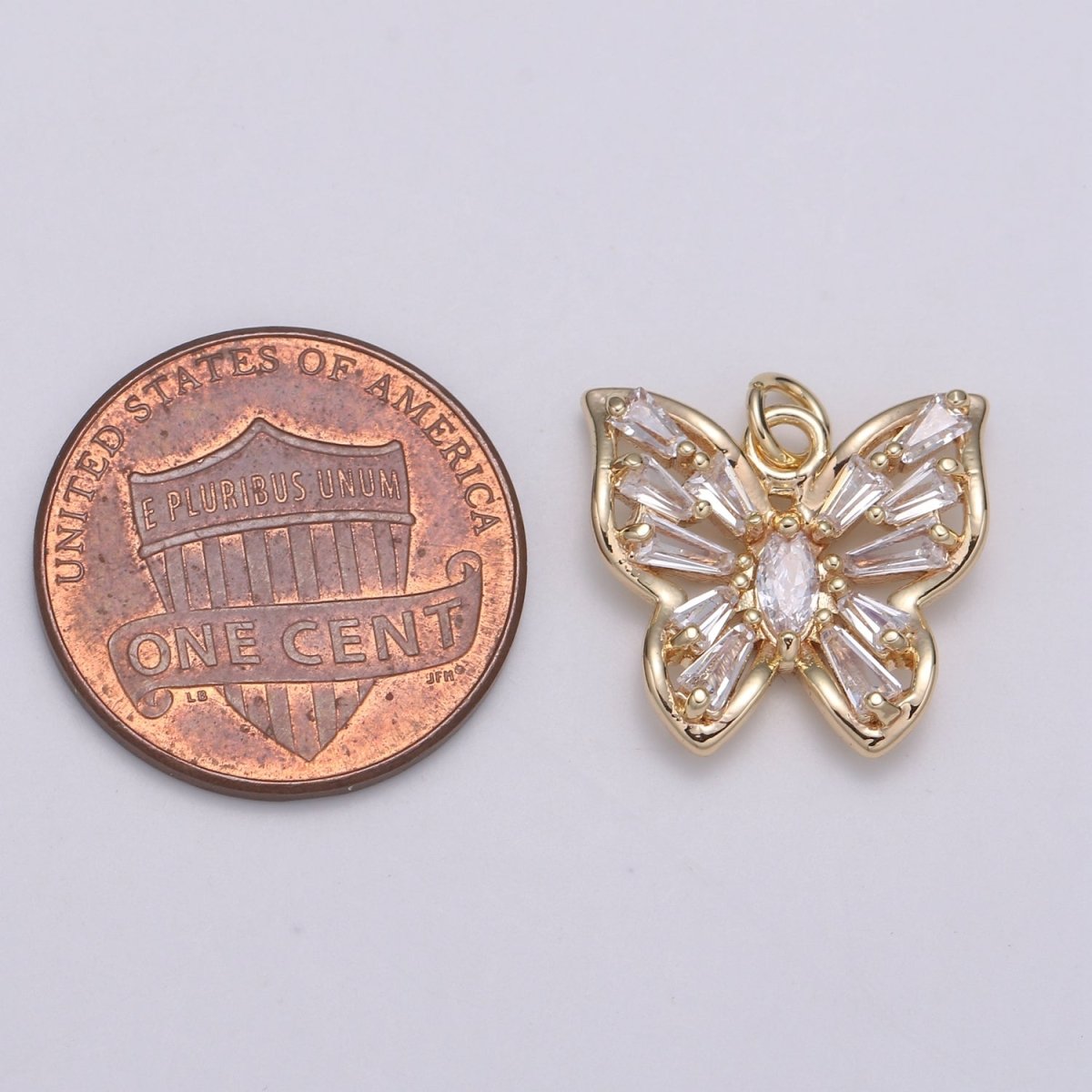 Gold plated Clear, Pink, Purple Baguette Butterfly Wings Mini Charm E-100 - E-102 - DLUXCA