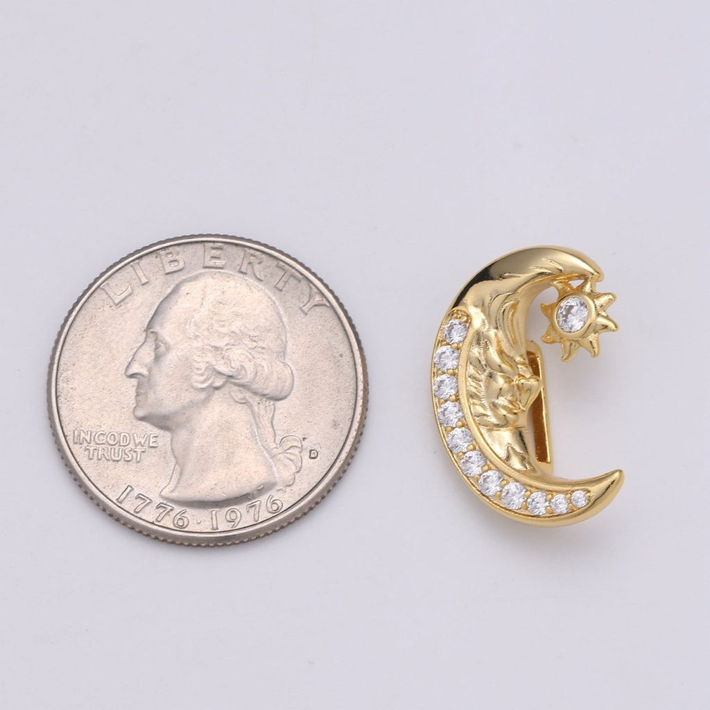Gold plated Crescent Moon and Star Beads D-786 - DLUXCA