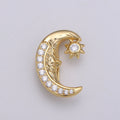Gold plated Crescent Moon and Star Beads D-786 - DLUXCA