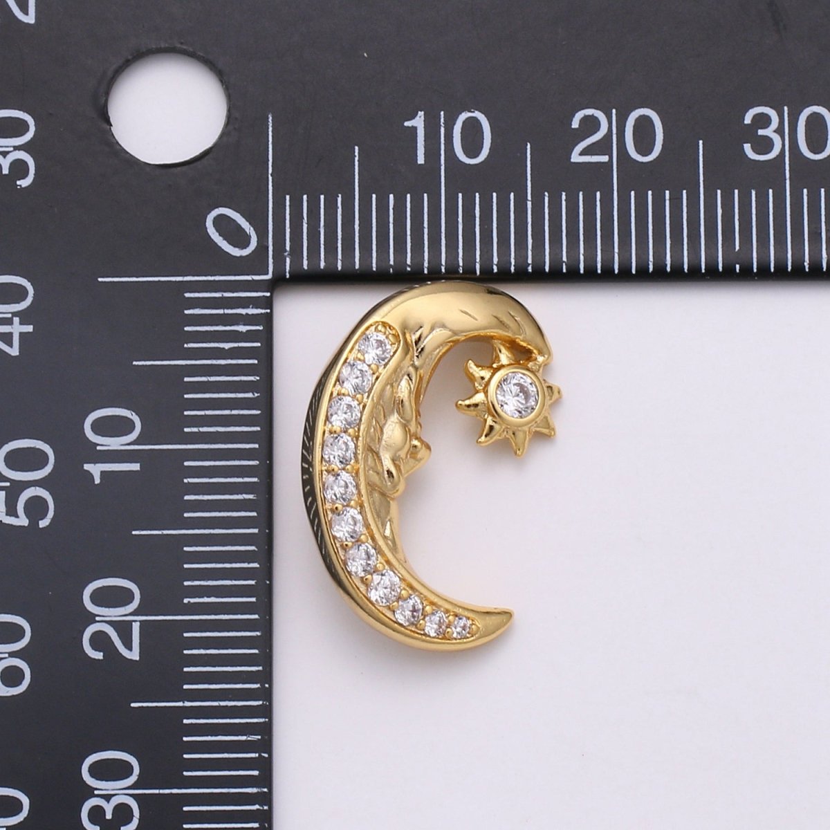 Gold plated Crescent Moon and Star Beads D-786 - DLUXCA
