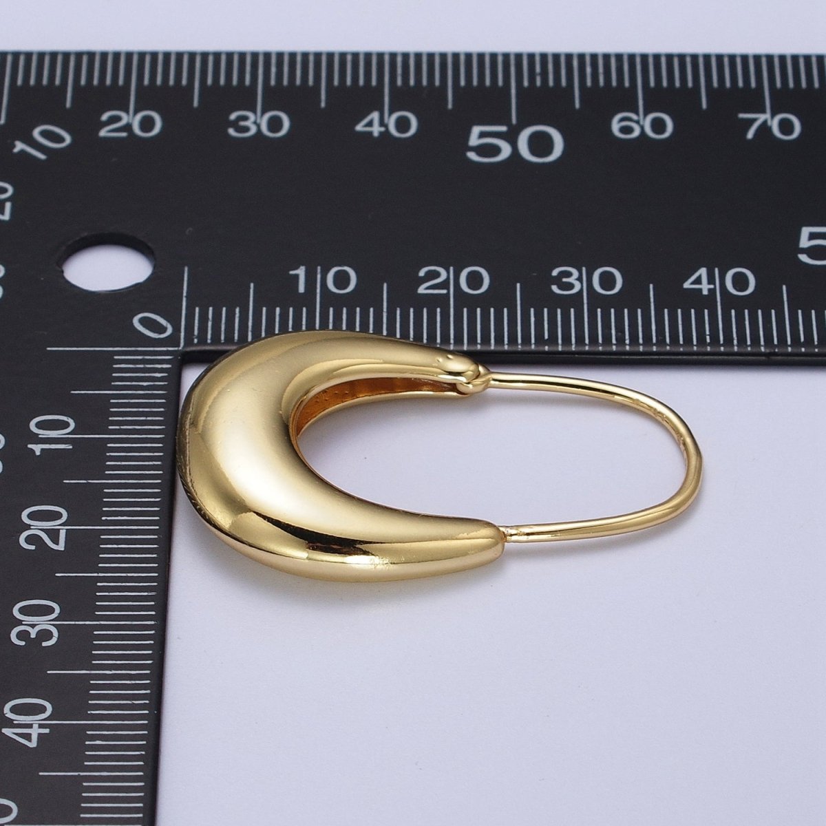 Gold plated Crescent U Hoop Chubby Dome Hook Earrings in Gold & Silver | Y-258 Y-269 - DLUXCA