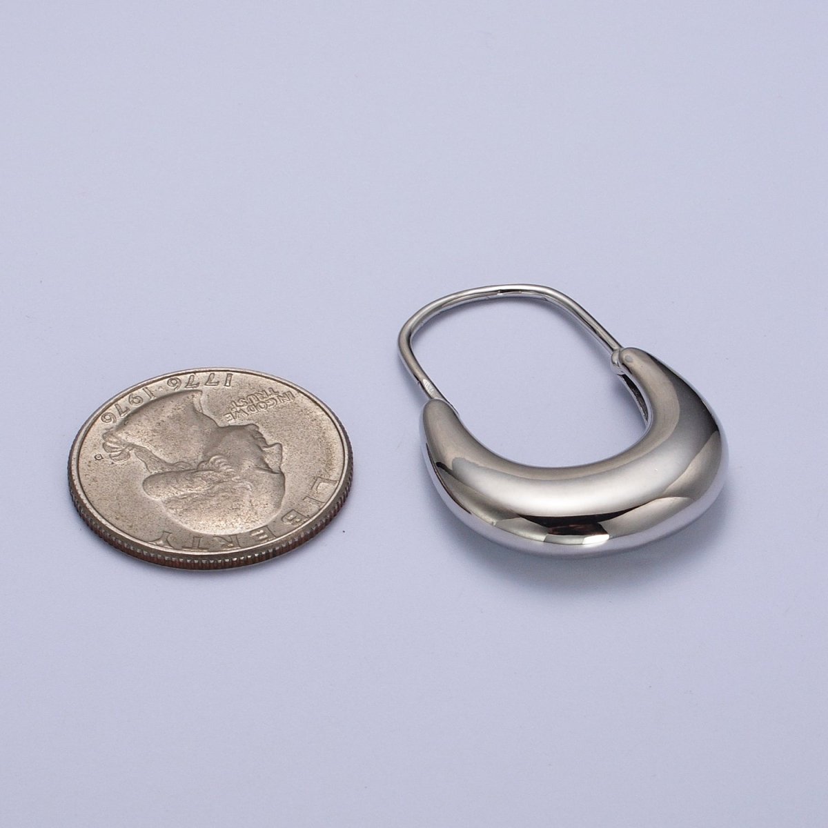 Gold plated Crescent U Hoop Chubby Dome Hook Earrings in Gold & Silver | Y-258 Y-269 - DLUXCA