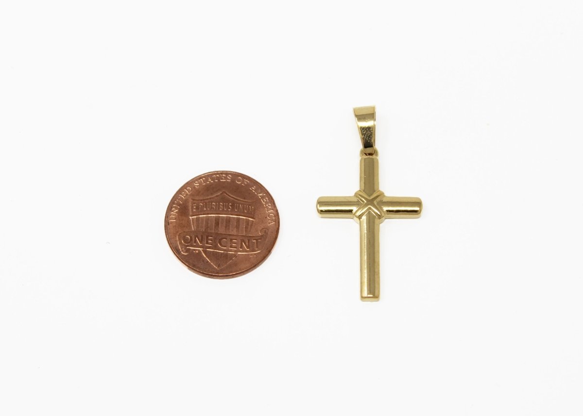 Gold plated Cross of Jesus Christian Catholic Belief Religious Religion DIY Necklace Pendant Charm Bead Bails Findings for Jewelry Making J-774 - DLUXCA