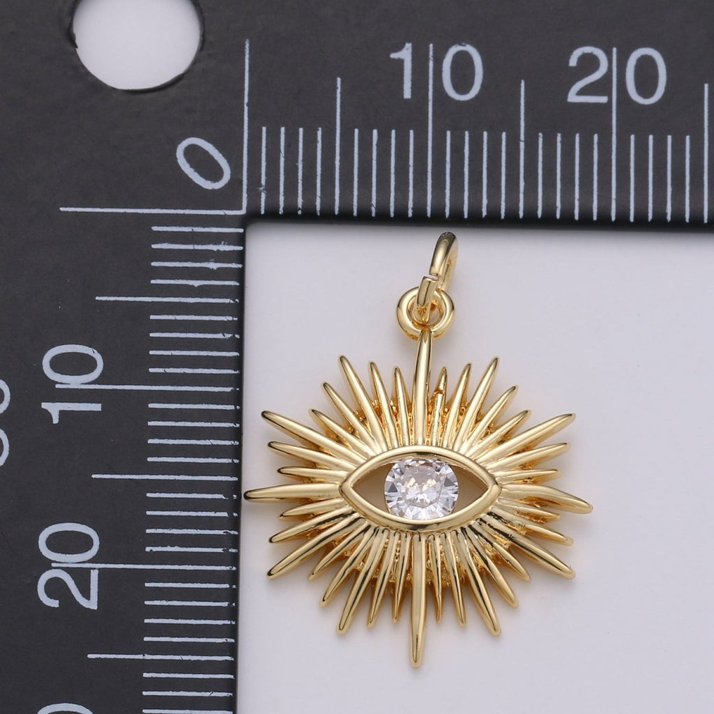 Gold plated Crystal Eye Charm D-894 - DLUXCA