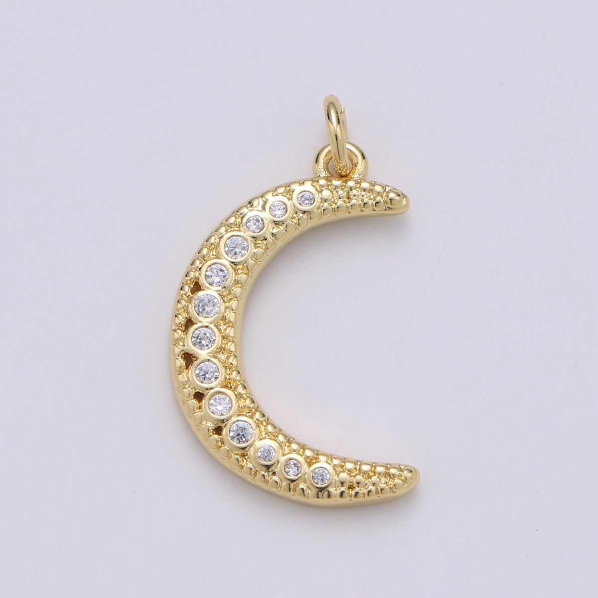 Gold plated Crystal Moon Charm D-870 - DLUXCA