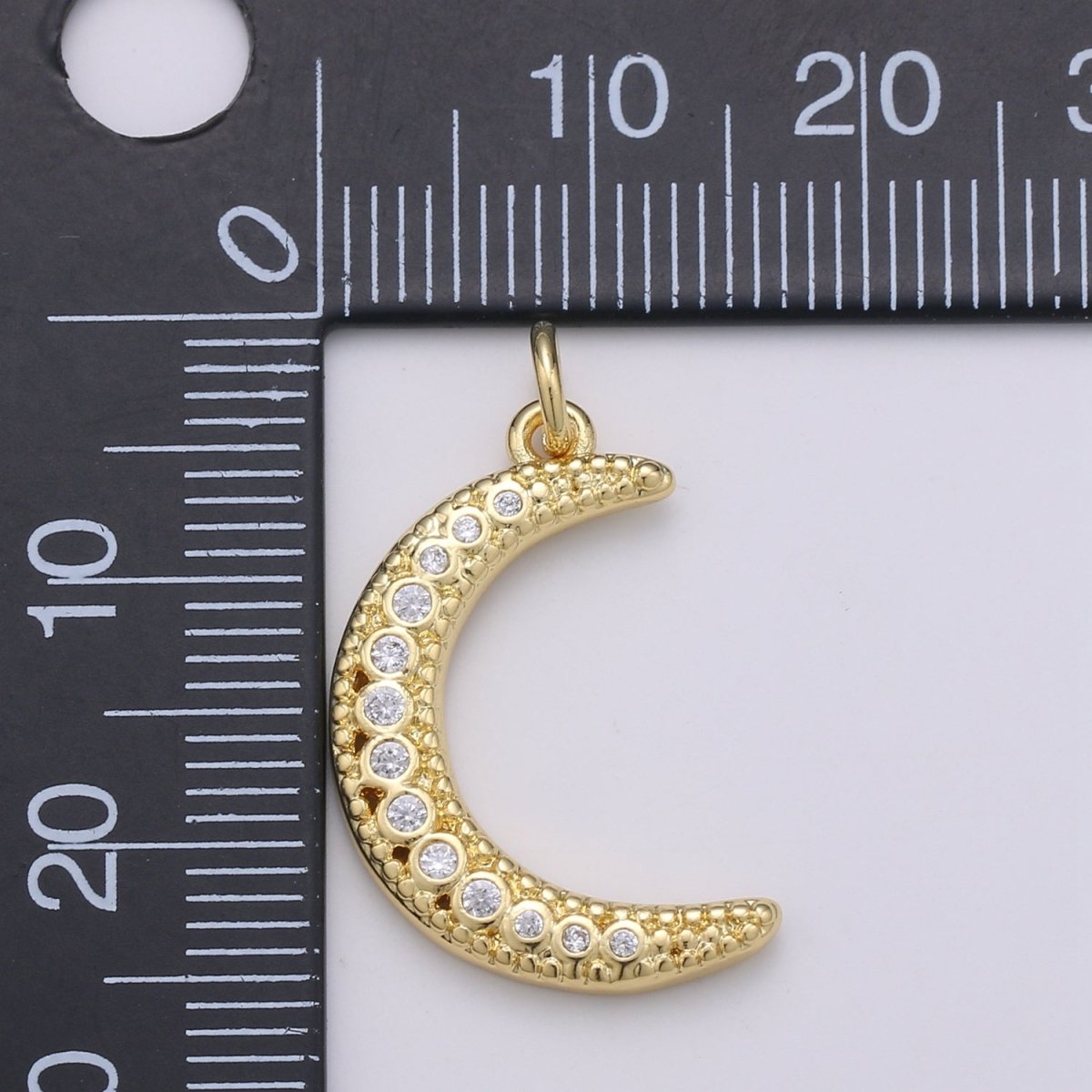 Gold plated Crystal Moon Charm D-870 - DLUXCA