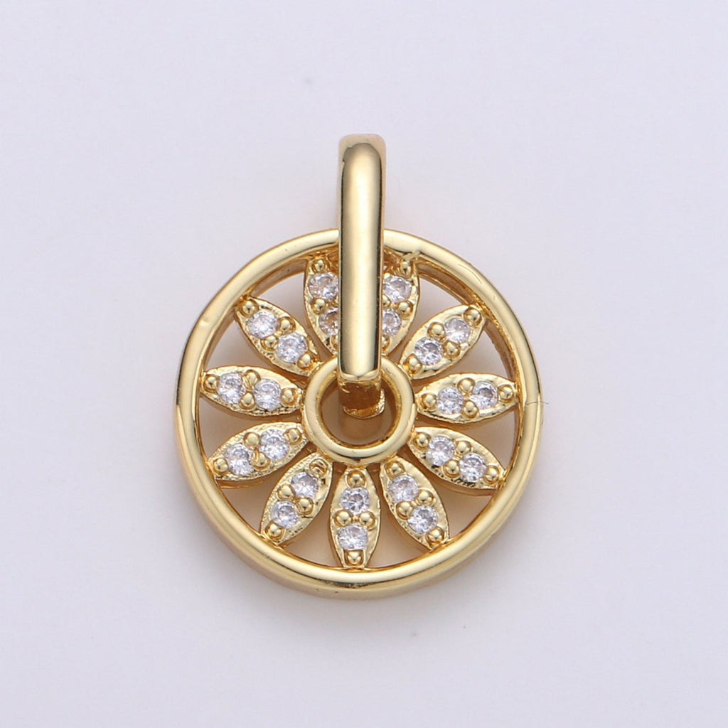 Gold plated Crystal Wheels Cz Charm Round D-899 - DLUXCA