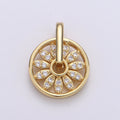 Gold plated Crystal Wheels Cz Charm Round D-899 - DLUXCA
