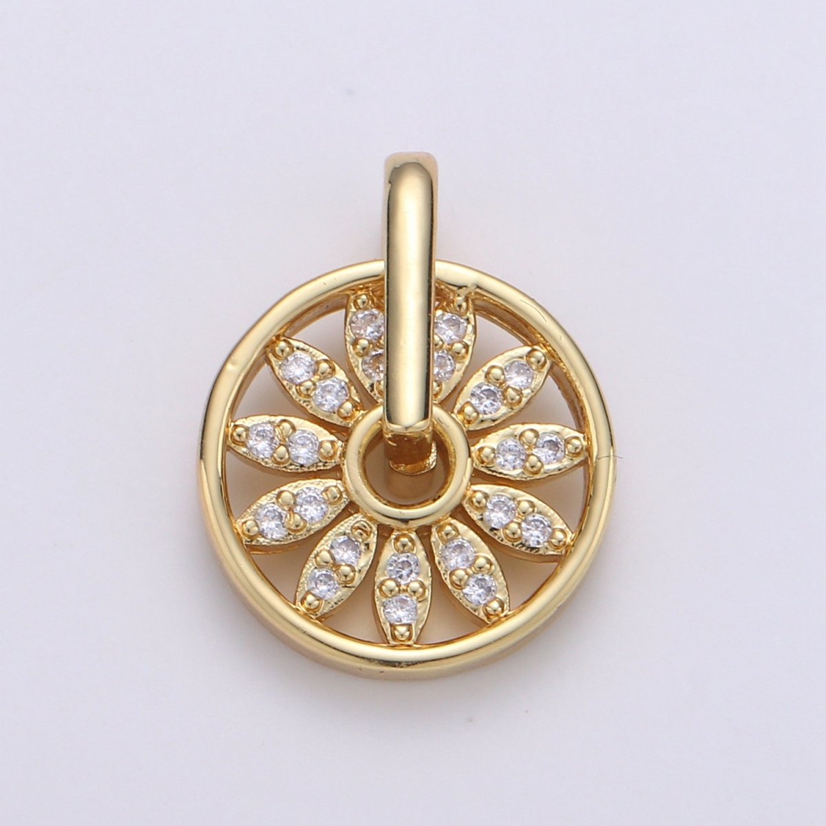 Gold plated Crystal Wheels Cz Charm Round D-899 - DLUXCA