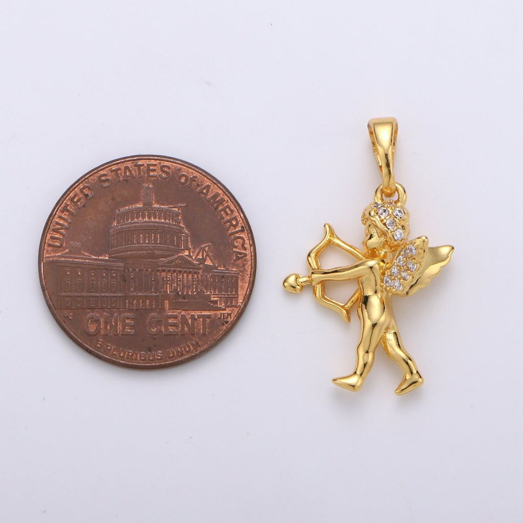 Gold plated Cupid Pendants J-068 - DLUXCA