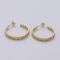 Gold plated Curb Chain Link 30mm C Shaped Hoop Stud Earrings in Gold & Silver Q-191 Q-192