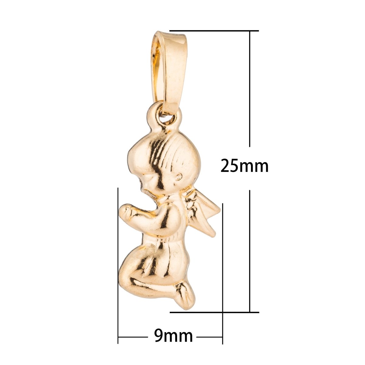 Gold plated Cute Praying Girl, Golden Guardian Angel, Prayer, Faith, Believe Love Necklace Pendant Charm Bails Findings for Jewelry Maki J-459 - DLUXCA