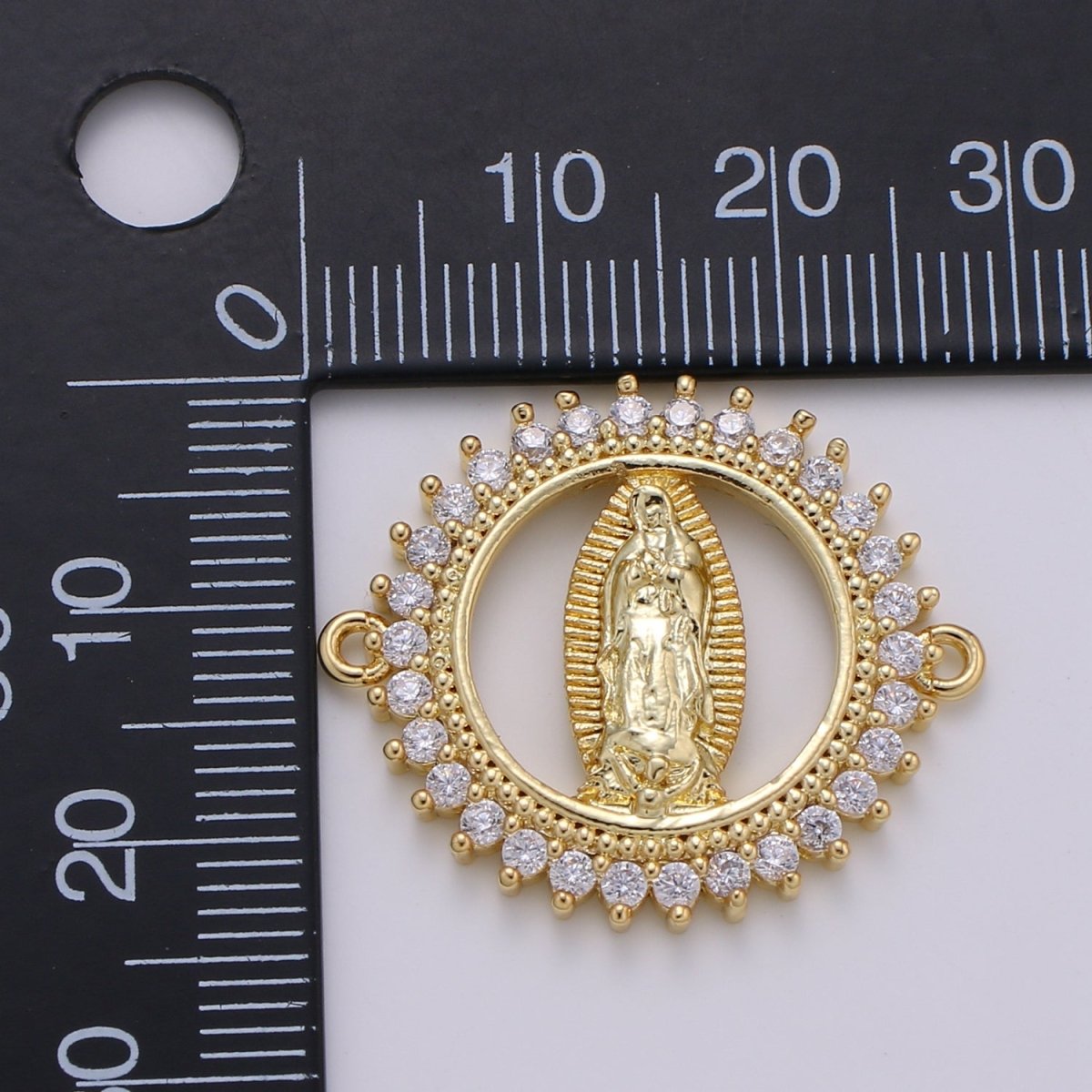 Gold plated Dainty Star Holy Virgin Mary Micro Pave Clear CZ Cubic Zirconia Bracelet Charm for Necklace Earrings Supply F-578 - DLUXCA