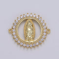 Gold plated Dainty Star Holy Virgin Mary Micro Pave Clear CZ Cubic Zirconia Bracelet Charm for Necklace Earrings Supply F-578 - DLUXCA