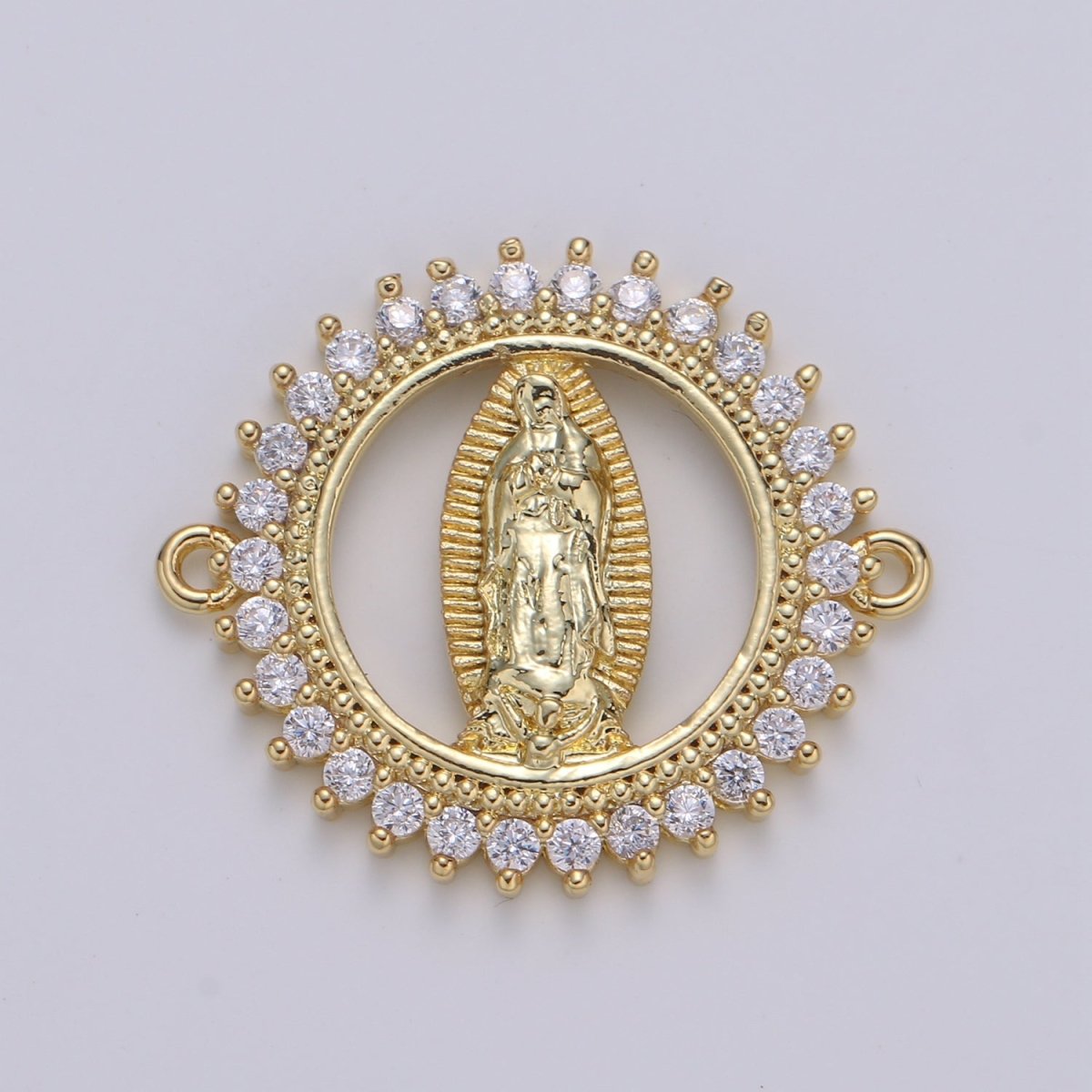 Gold plated Dainty Star Holy Virgin Mary Micro Pave Clear CZ Cubic Zirconia Bracelet Charm for Necklace Earrings Supply F-578 - DLUXCA