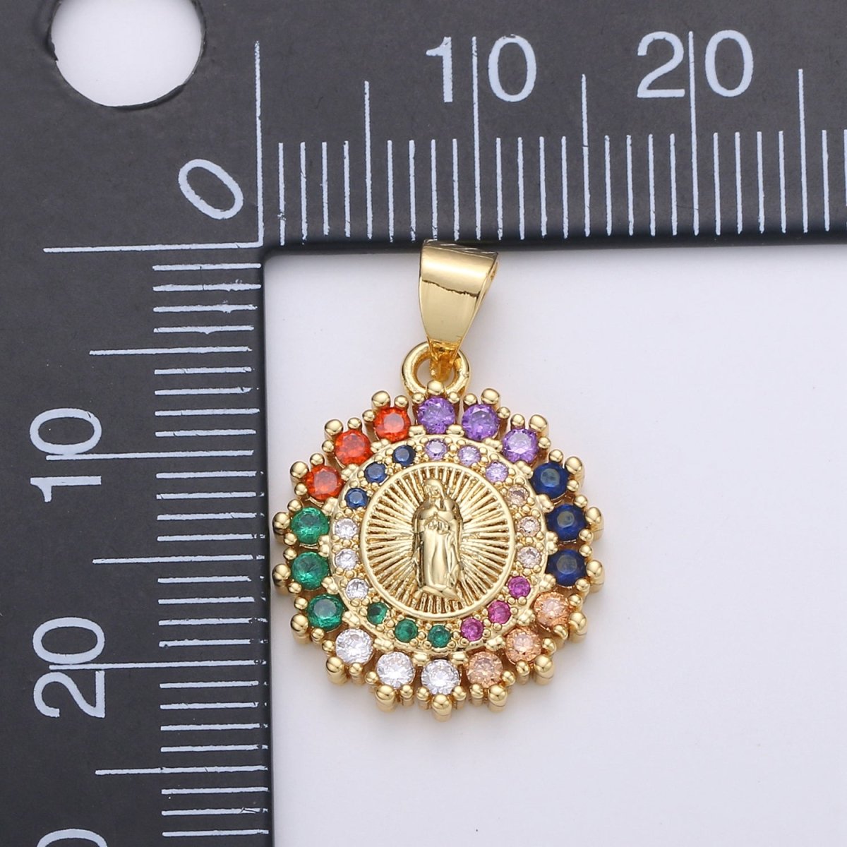 Gold plated Dainty Virgin Mary Holy Mother Micro Pave CZ Cubic Zirconia Bracelet Necklace Pendant Supply for Jewelry Making J-013 - DLUXCA