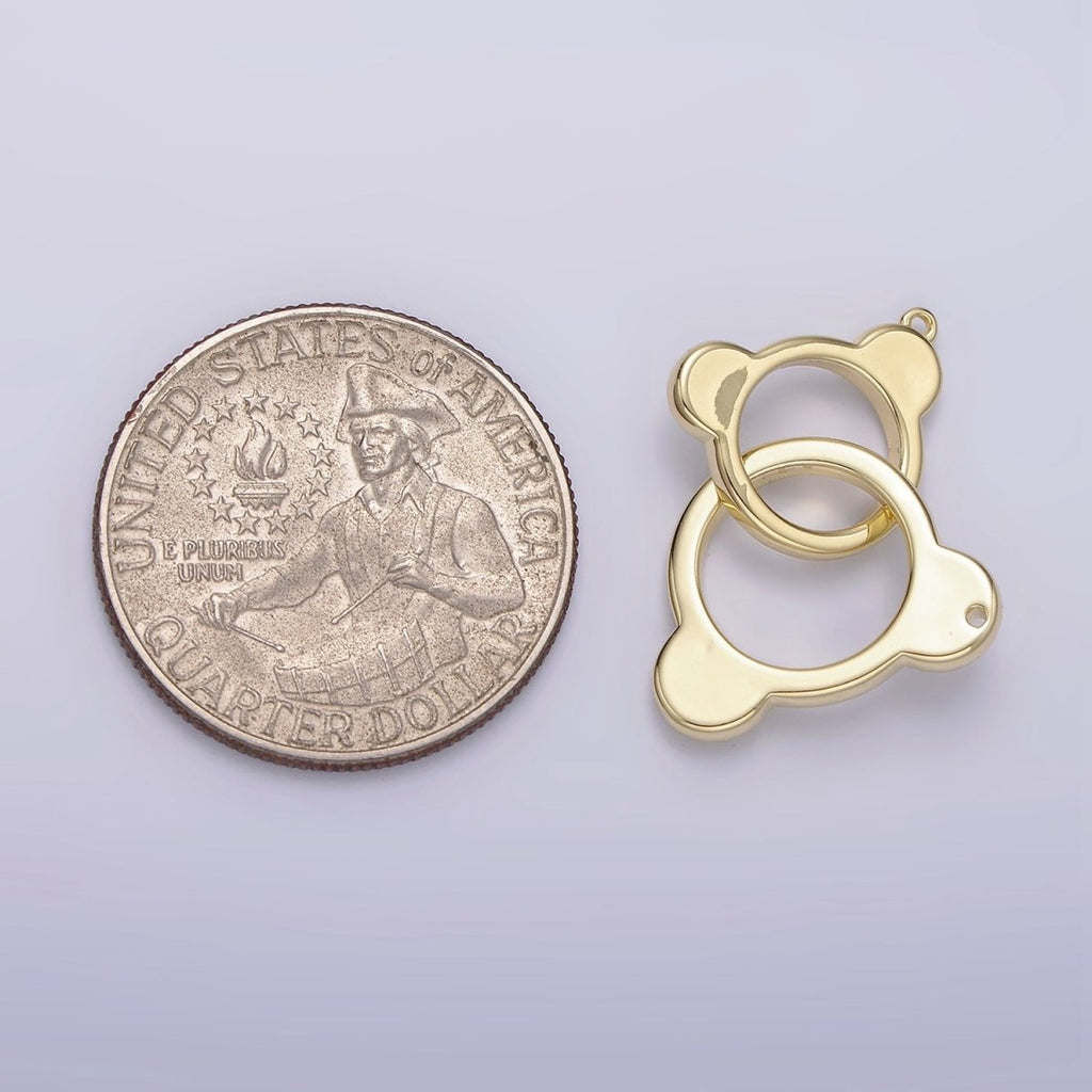 Gold plated Double Open Bear Animal Ears Connector G-935 - DLUXCA