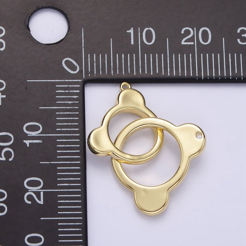 Gold plated Double Open Bear Animal Ears Connector G-935 - DLUXCA