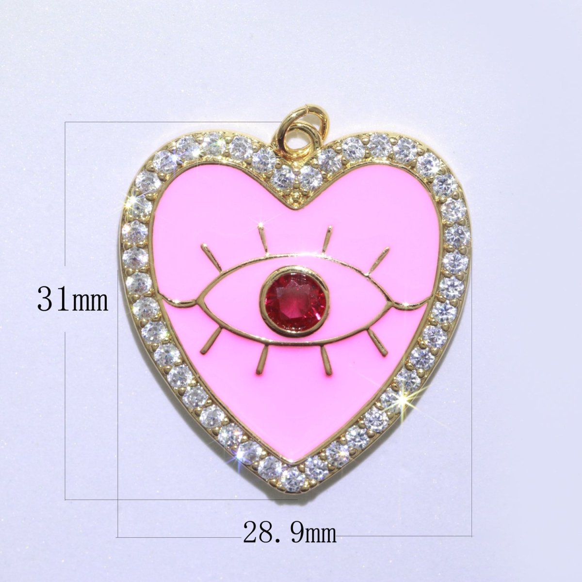 Gold plated Enamel Colorful Evil Eye Heart Shape Pendant Charm E-907 E-908 E-909