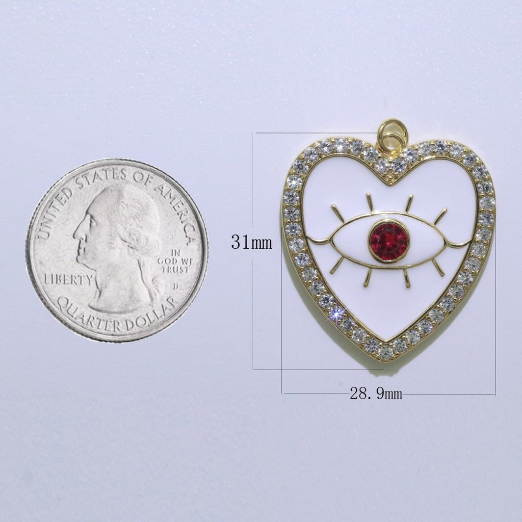 Gold plated Enamel Colorful Evil Eye Heart Shape Pendant Charm E-907 E-908 E-909