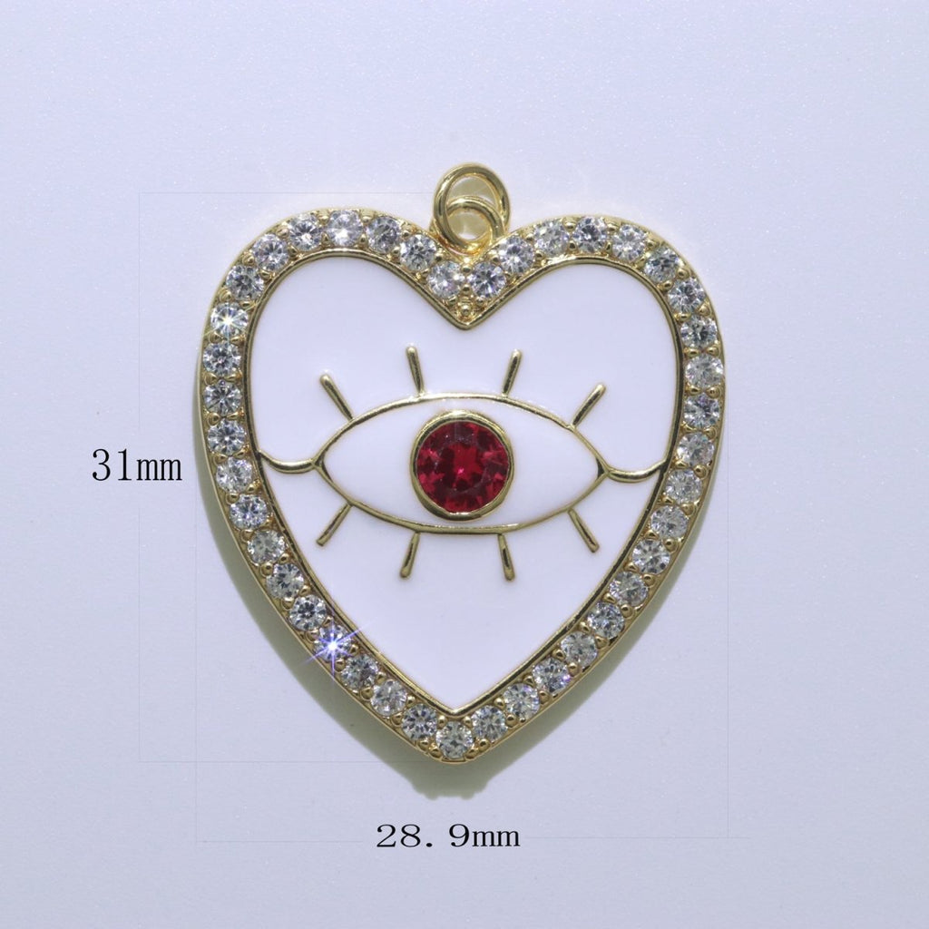 Gold plated Enamel Colorful Evil Eye Heart Shape Pendant Charm E-907 E-908 E-909