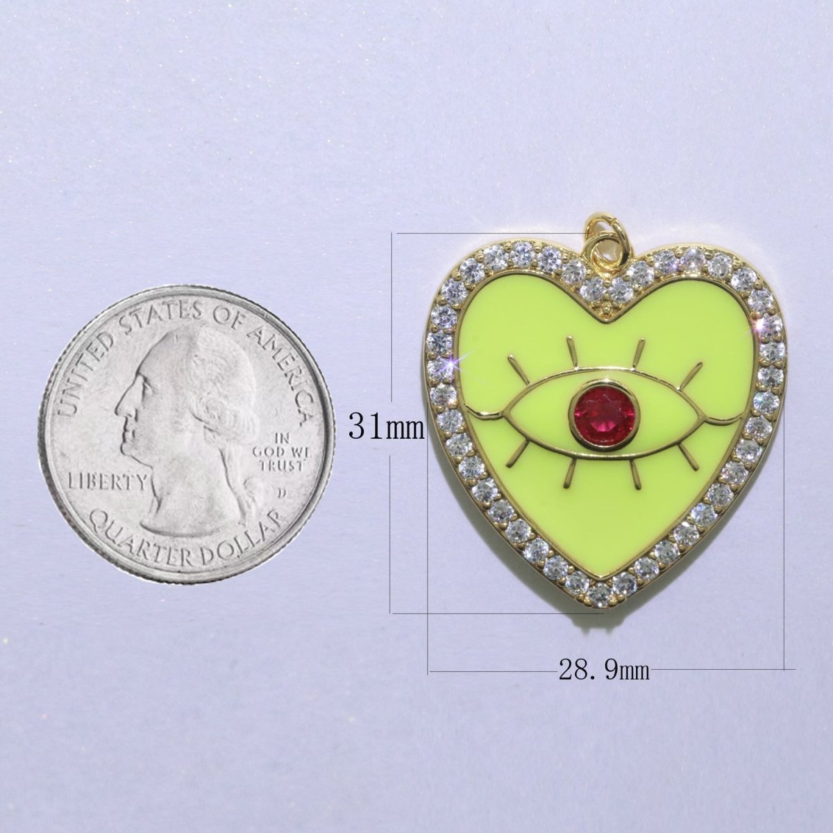 Gold plated Enamel Colorful Evil Eye Heart Shape Pendant Charm E-907 E-908 E-909