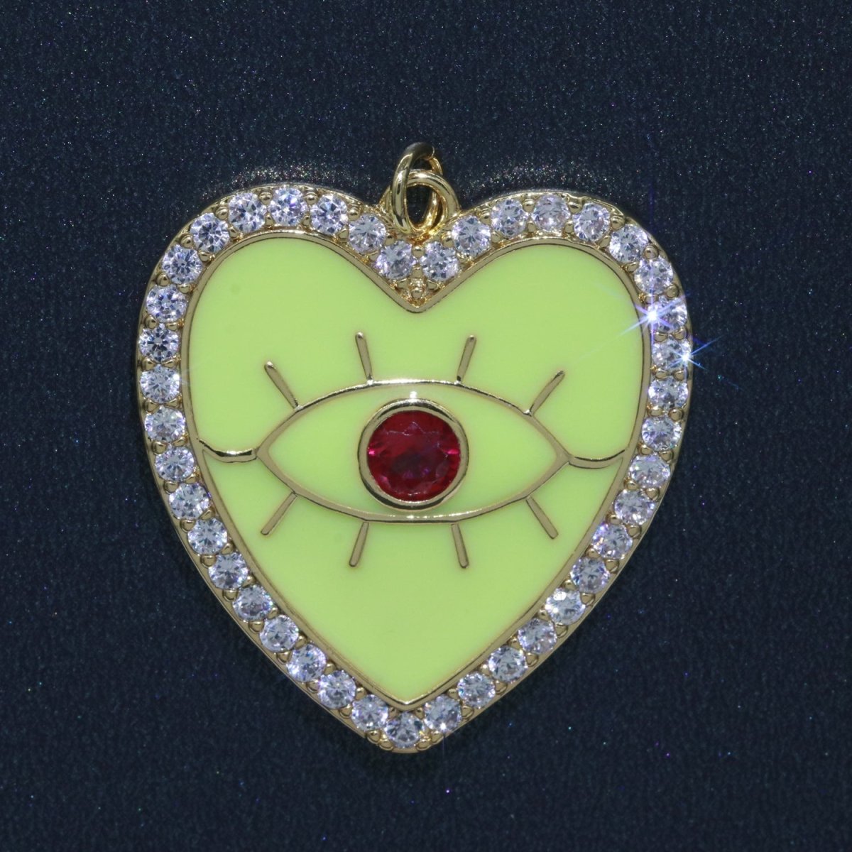 Gold plated Enamel Colorful Evil Eye Heart Shape Pendant Charm E-907 E-908 E-909