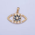 Gold plated Evil Eye Pendant, Baguette Clear CZ Eye of Ra Protection Charm For Jewelry Making H-014 - DLUXCA