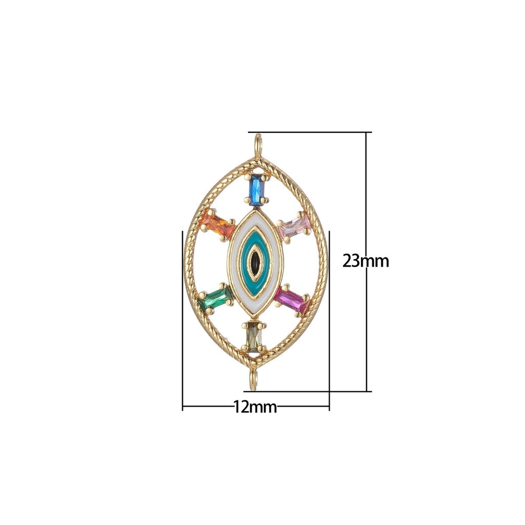 Gold plated Eye Charm Connector Evil Eye of Ra Protection Amulet Good Luck Bracelet Earring Necklace Link Connector Supply F-872 - DLUXCA