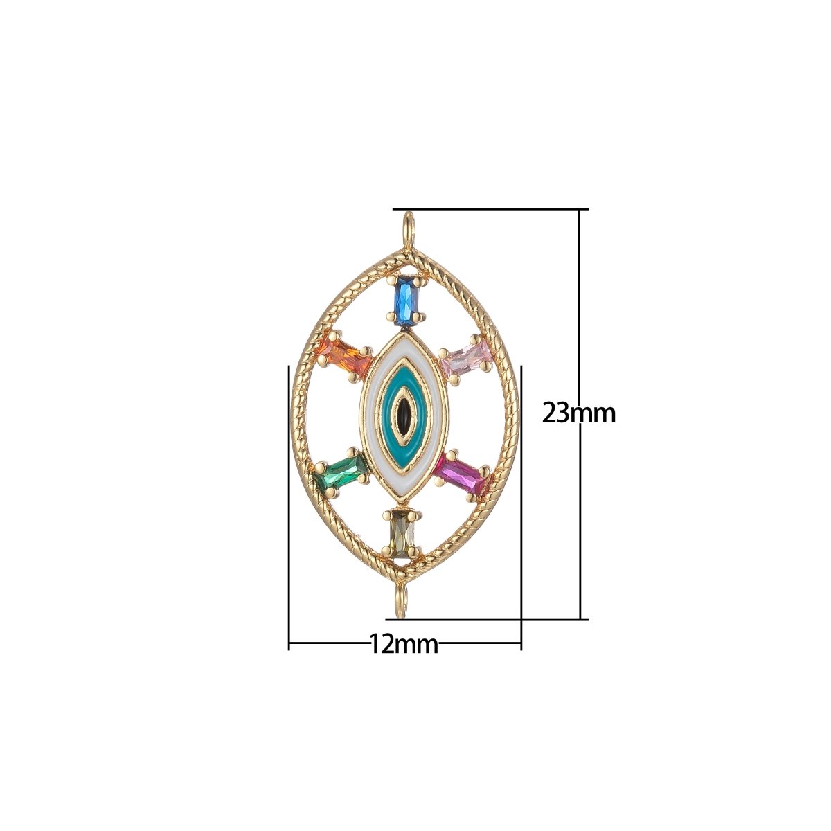 Gold plated Eye Charm Connector Evil Eye of Ra Protection Amulet Good Luck Bracelet Earring Necklace Link Connector Supply F-872 - DLUXCA
