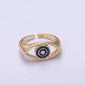 Gold plated eye ring | Open evil eye ring | Evil eye jewelry | protection evil eye ring U-254 ~ U-257
